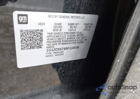 2025 Chevrolet Malibu Fwd 1Lt from USA, damaged, VIN 1G1ZD5ST6SF116036